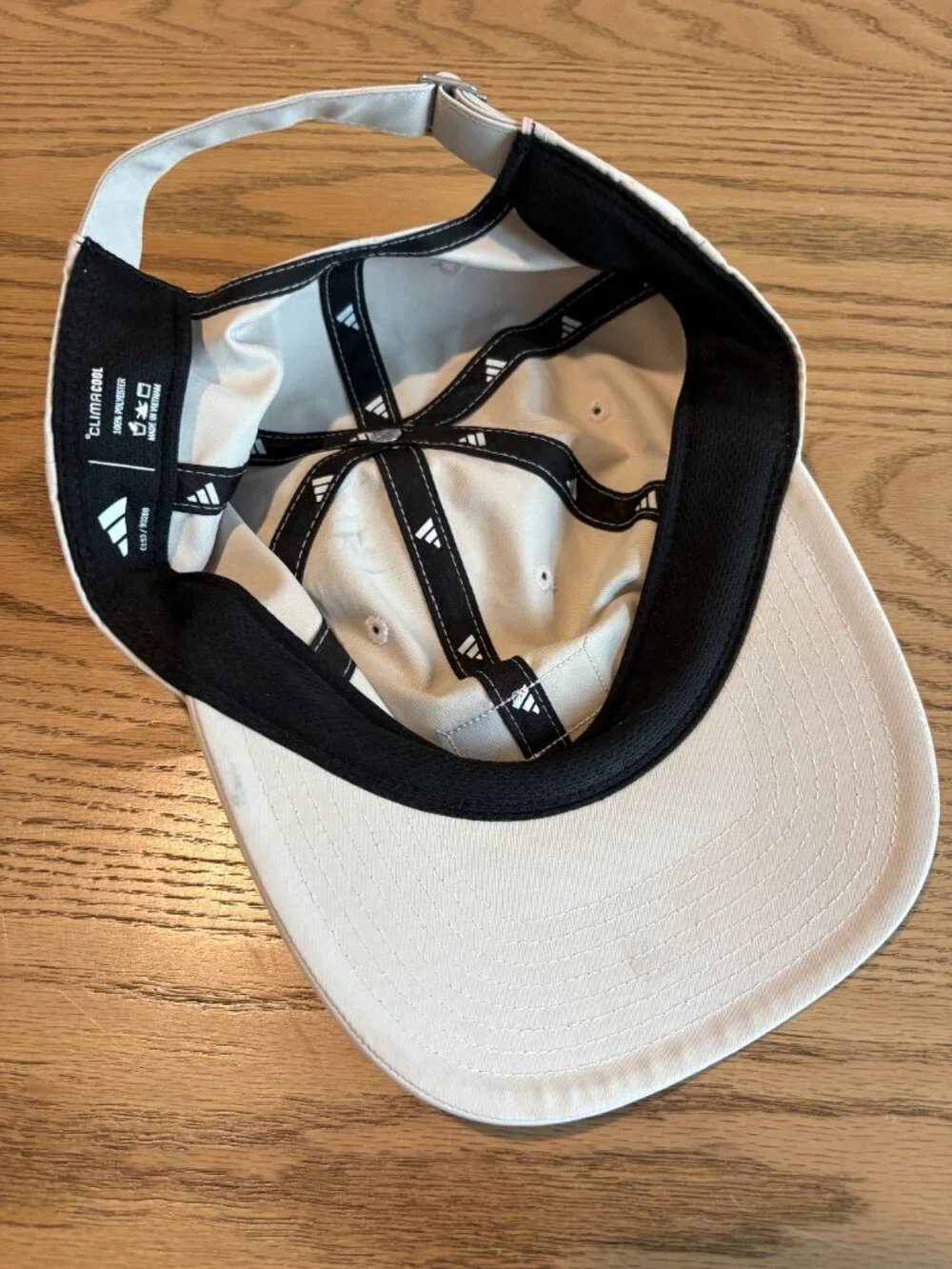 Adidas ClimaCool Beige Adjustable Baseball Hat Cap Black Logo Unisex